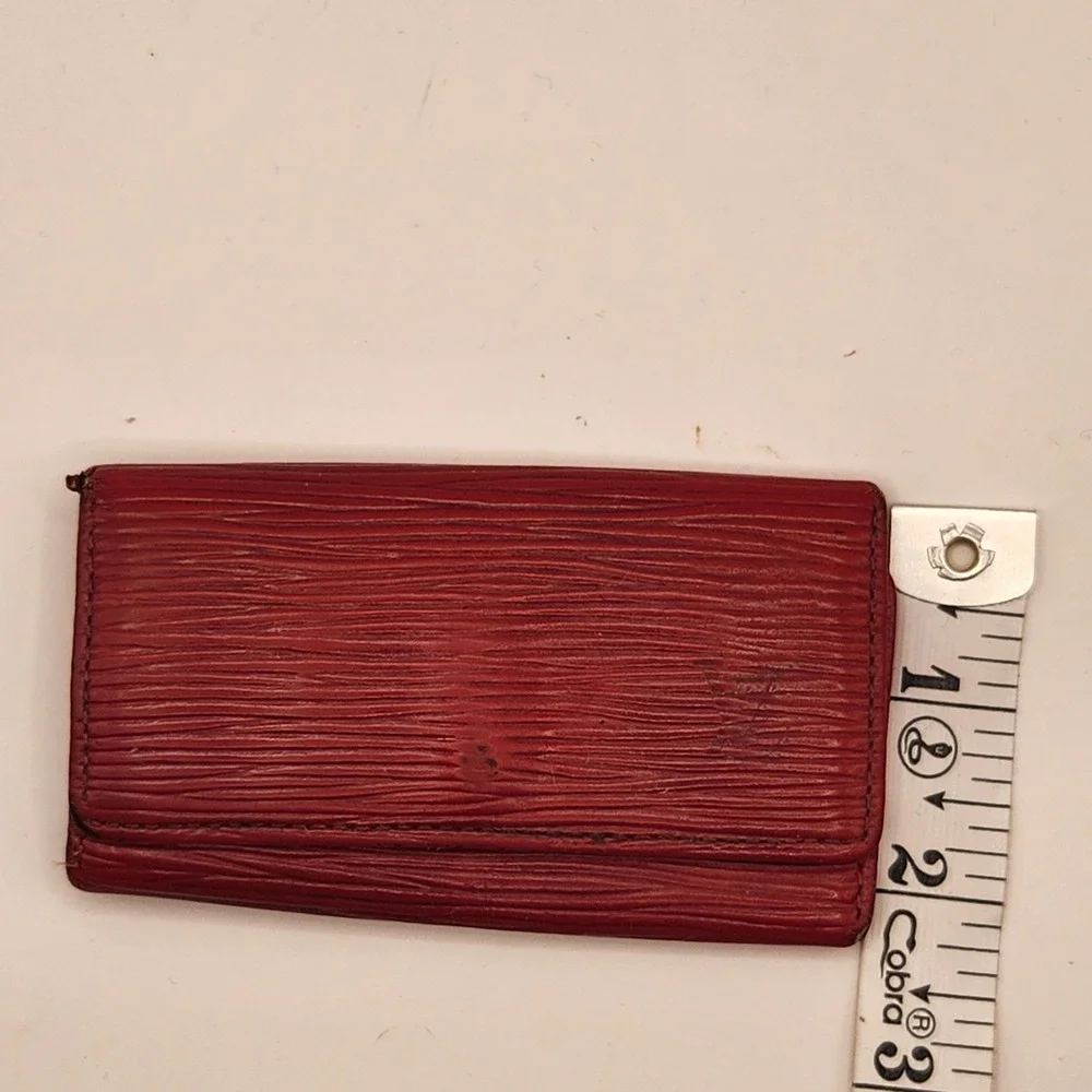 Louis Vuitton 4 Hook Key Holder Designer Wallet Red Epi Leather Trifold Case LV